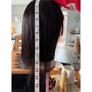 Human Hair Topper Bangs Light Density Dark Brunette